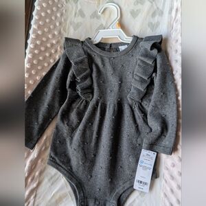Carter's Charcoal Ruffle Long Sleeve Onesie